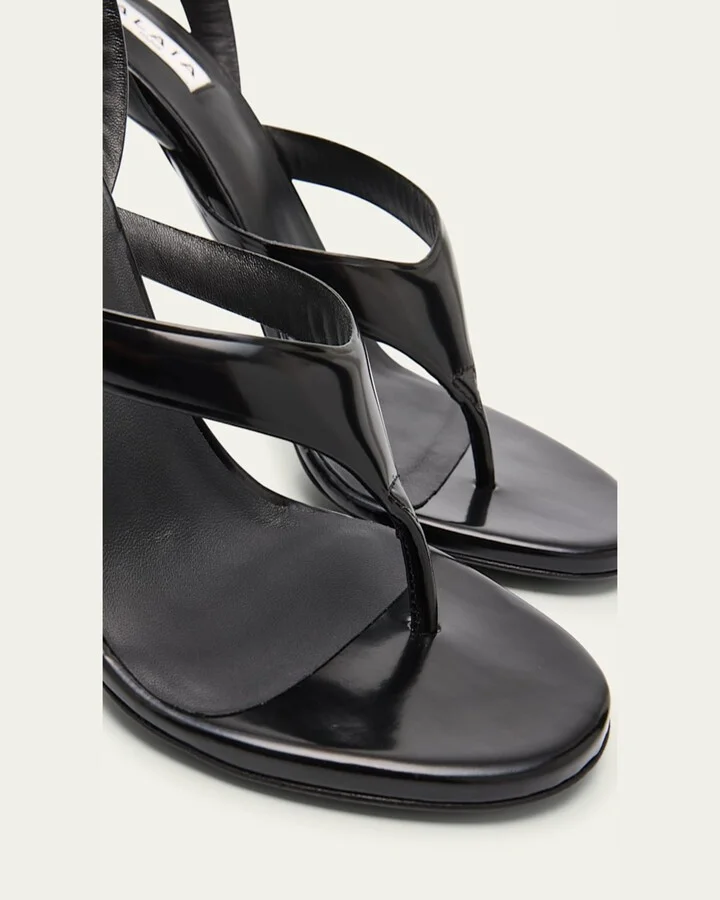 Leather Thong Slingback Sandals - Image 4