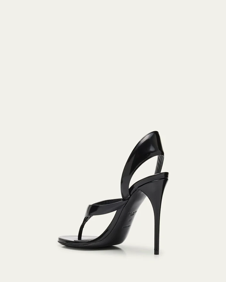 Leather Thong Slingback Sandals - Image 5