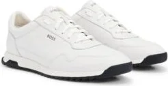 Leather trainers with knurled sole and signature details- White Men's Sneakers size 9