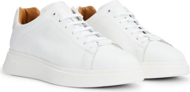 Leather trainers with rubber outsole