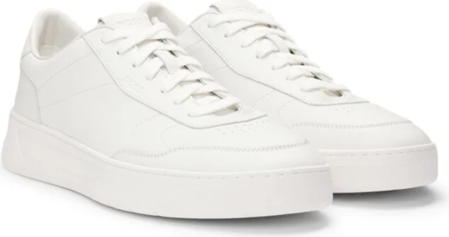 Leather trainers with rubber outsole