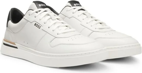 Leather trainers with signature-stripe details
