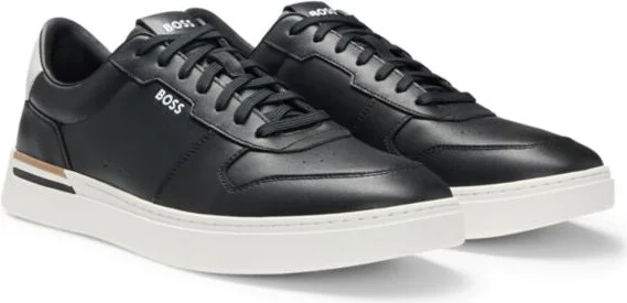 Leather trainers with signature-stripe details