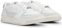 Leather trainers with suede trims and perforations- White Women's Sneakers size 10