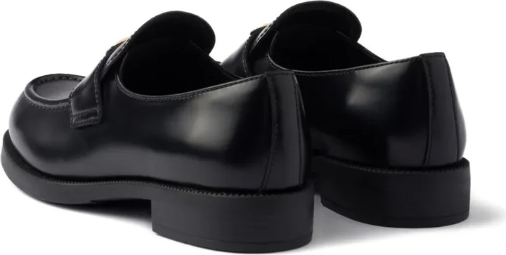 Leather Triangle-Logo Loafers - Image 3