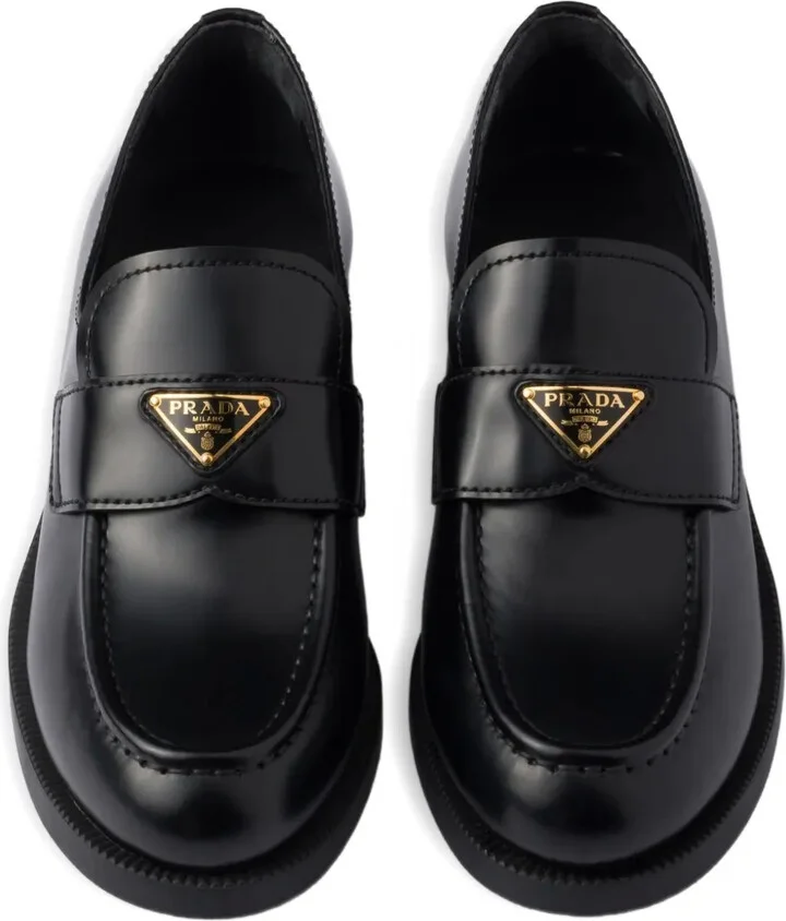 Leather Triangle-Logo Loafers - Image 4
