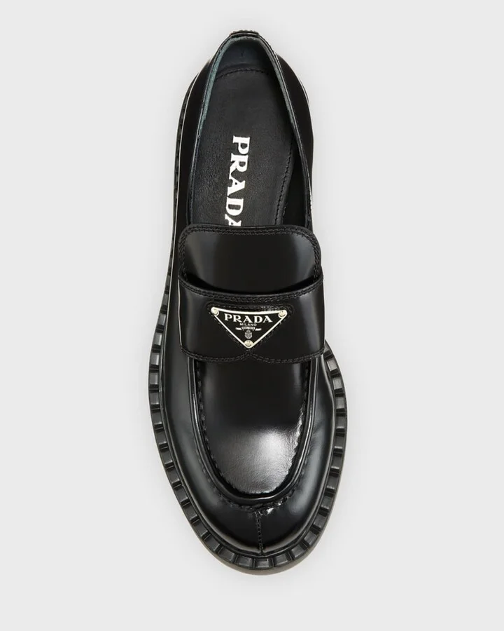 Leather Triangle Logo Loafers - Image 6