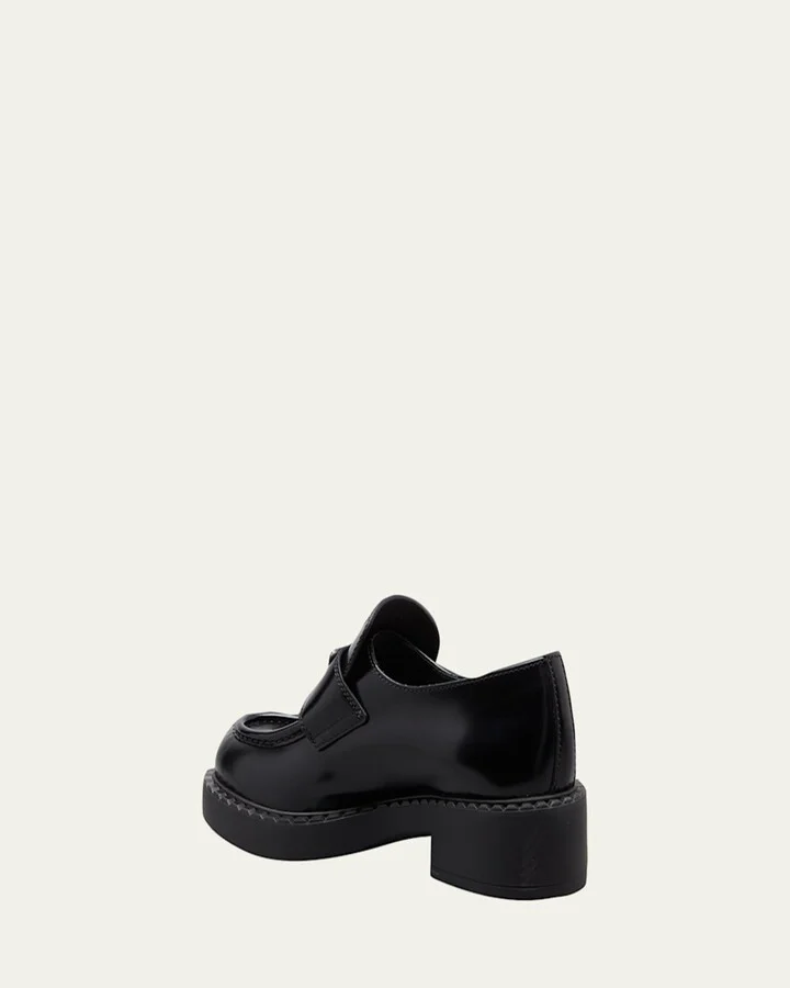 Leather Triangle Logo Loafers - Image 8