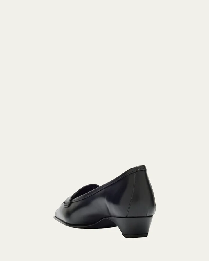 Leather Triangle Logo Pointed-Toe Pumps - Image 4