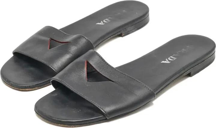 Leather Triangle Slide Sandals - Image 2