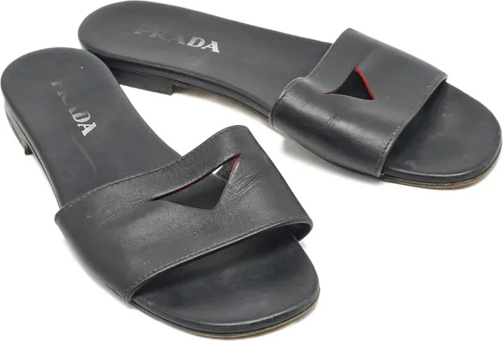 Leather Triangle Slide Sandals - Image 3
