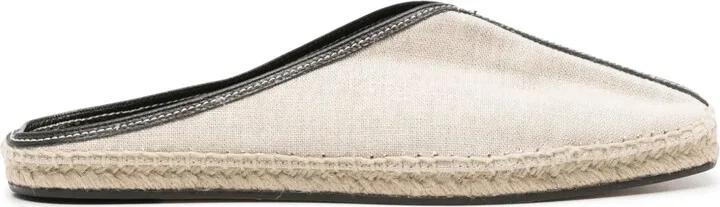 Leather-Trim Espadrille Slippers