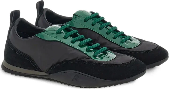 Leather-Trim Lace-Up Sneakers - Image 2