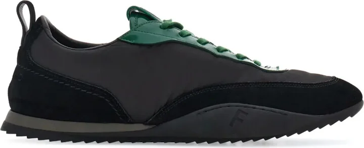 Leather-Trim Lace-Up Sneakers