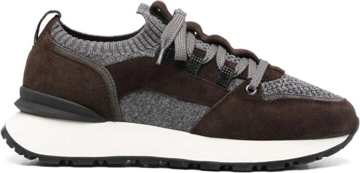 Leather-Trim Sneakers