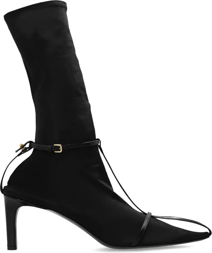 Leather-Trim Sock Boots