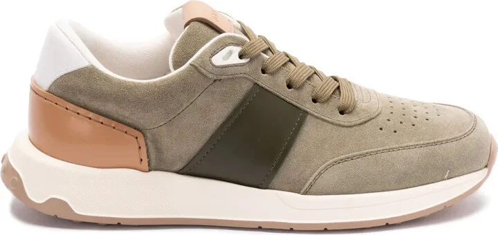 Leather-Trim Suede Sneakers