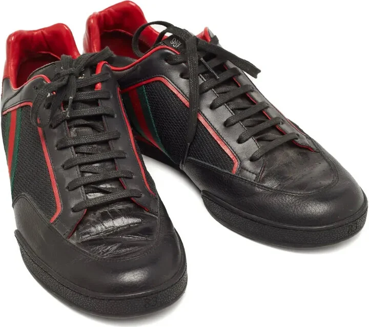 leather-trim Web-stripe sneakers - Image 2