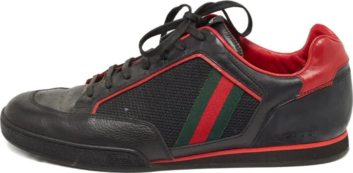 leather-trim Web-stripe sneakers
