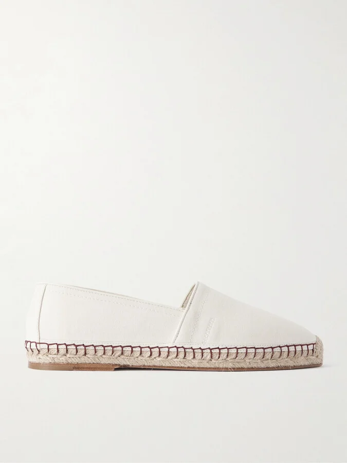 Leather-Trimmed Canvas Espadrilles