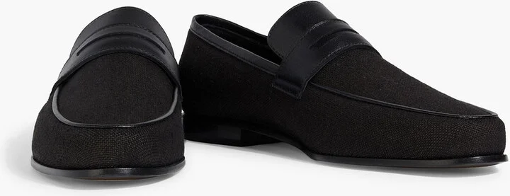 Leather-trimmed canvas loafers - Image 2