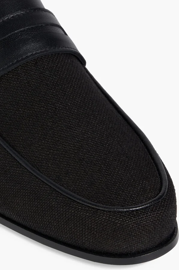 Leather-trimmed canvas loafers - Image 4