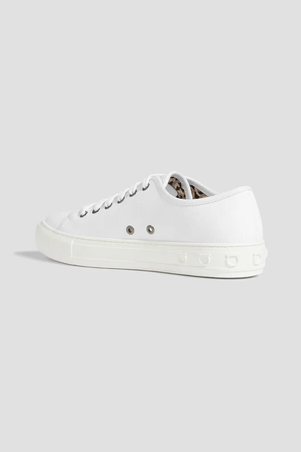 Leather-trimmed canvas sneakers - Image 3