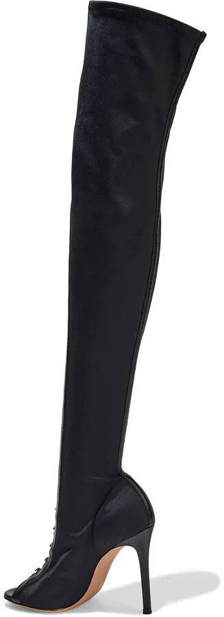 Leather-trimmed faille over-the-knee boots - Image 3