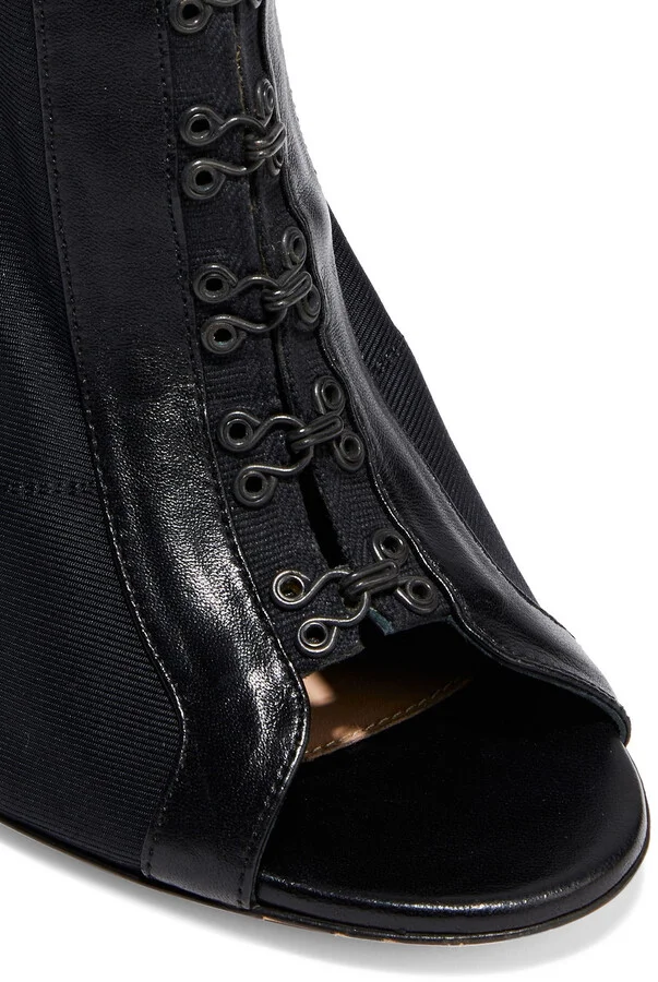 Leather-trimmed faille over-the-knee boots - Image 4