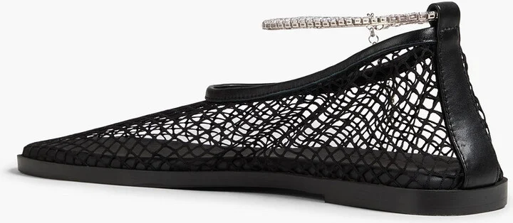 Leather-trimmed fishnet ballet flats - Image 3