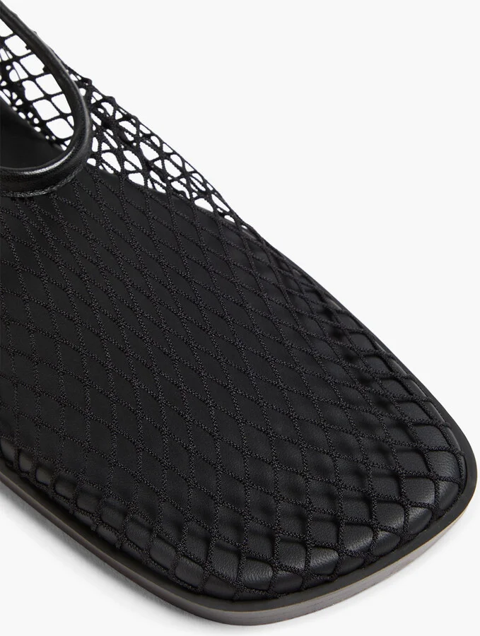 Leather-trimmed fishnet ballet flats - Image 4
