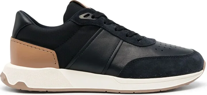 Leather-Trimmed Low-Top Sneakers
