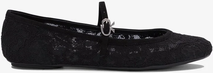 Leather-Trimmed Mesh Ballet Flats