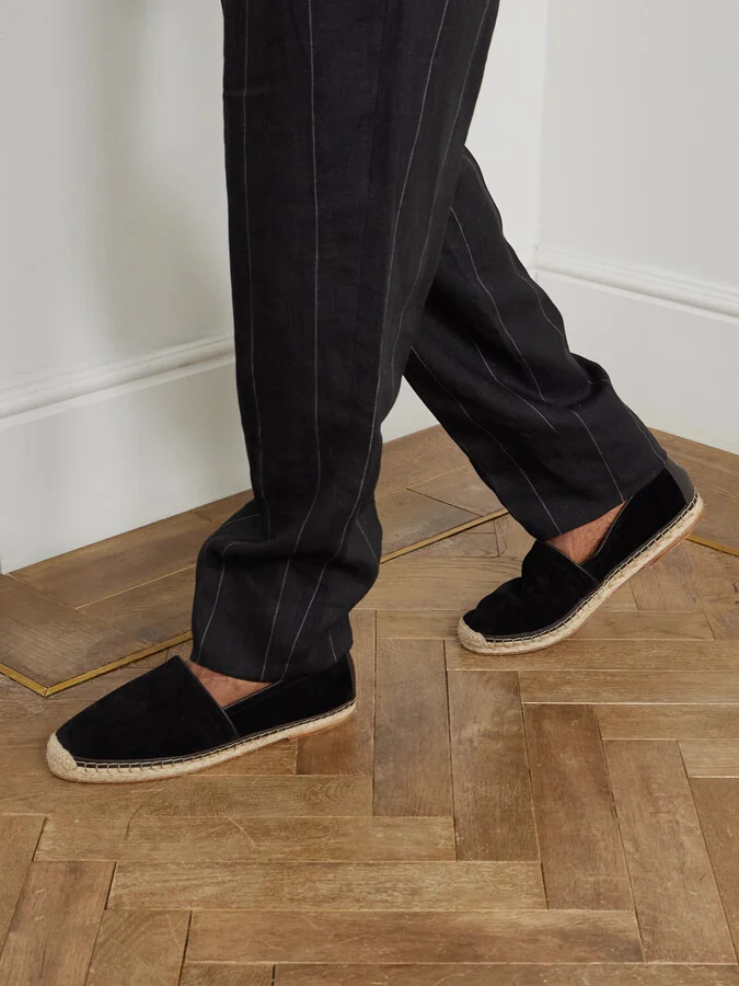 Leather-Trimmed Suede Espadrilles - Image 2