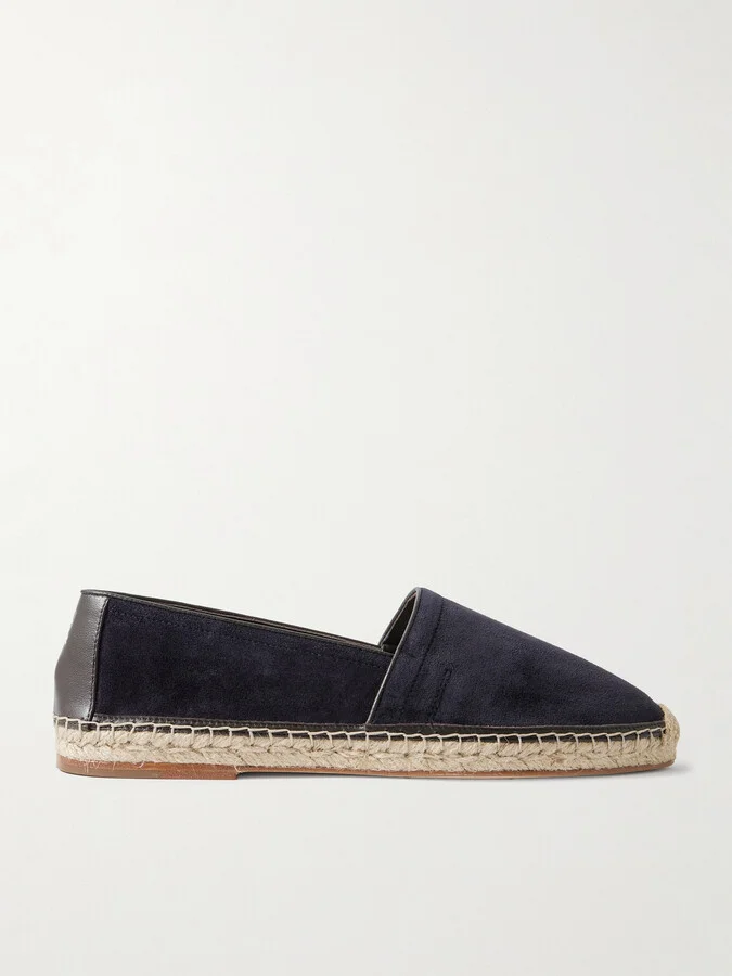 Leather-Trimmed Suede Espadrilles