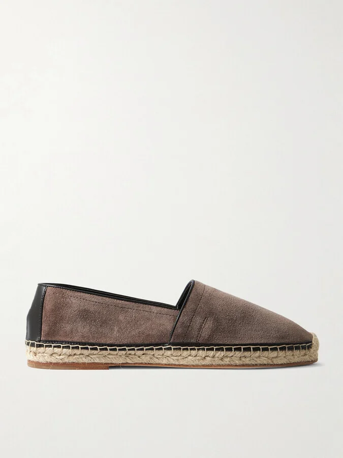 Leather-Trimmed Suede Espadrilles