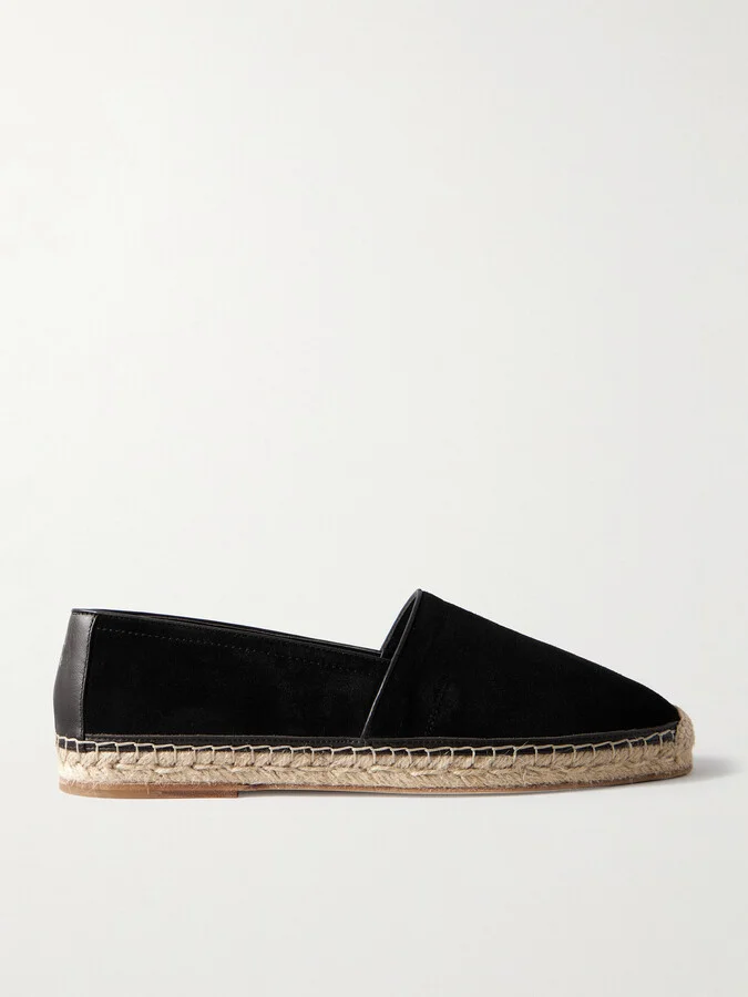 Leather-Trimmed Suede Espadrilles
