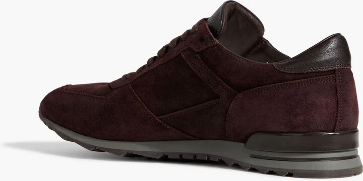 Leather-trimmed suede sneakers - Image 3