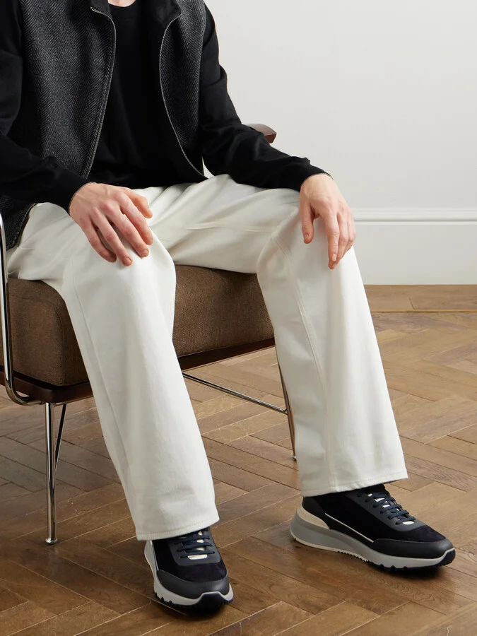 Leather-Trimmed Suede Sneakers - Image 2