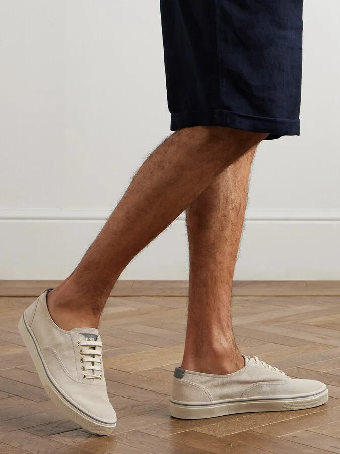 Leather-Trimmed Suede Sneakers - Image 2
