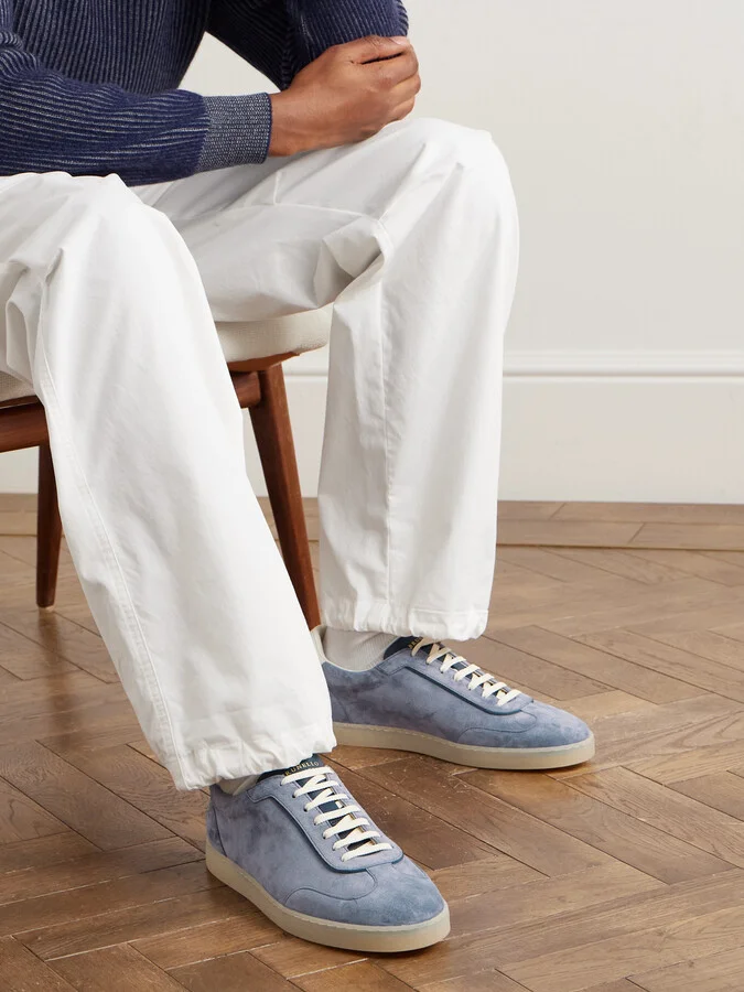 Leather-Trimmed Suede Sneakers - Image 2