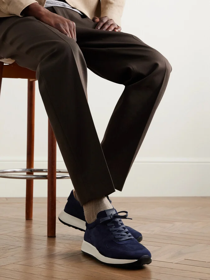 Leather-Trimmed Suede Sneakers - Image 2