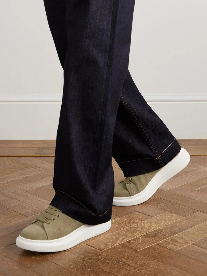 Leather-Trimmed Suede Sneakers - Image 2