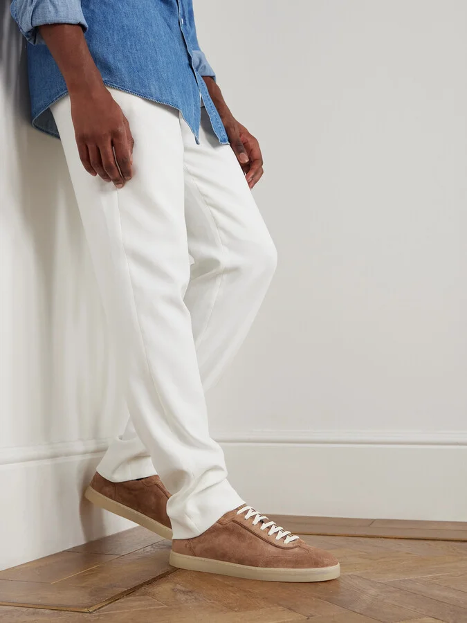 Leather-Trimmed Suede Sneakers - Image 2