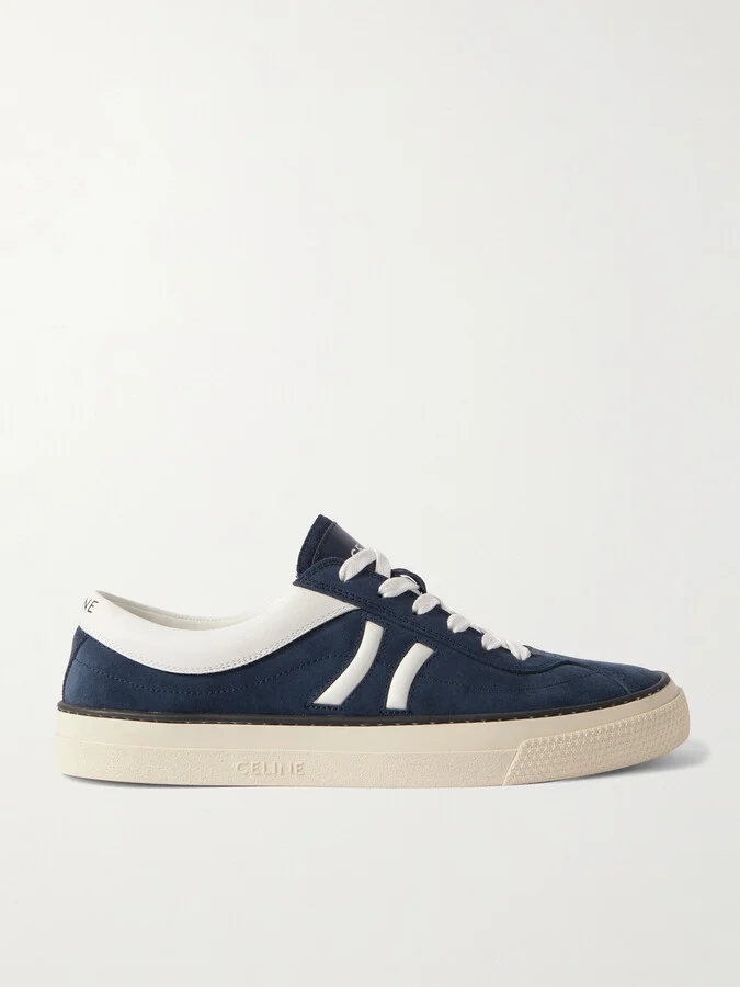 Leather-Trimmed Suede Sneakers
