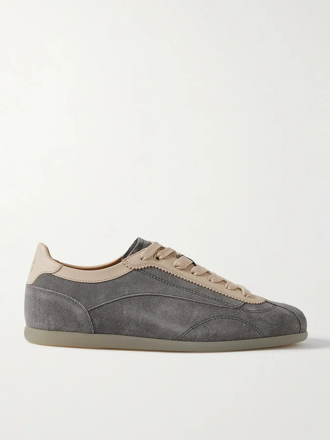 Leather-Trimmed Suede Sneakers