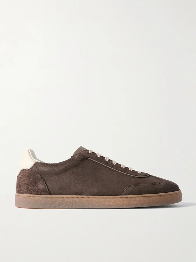 Leather-Trimmed Suede Sneakers