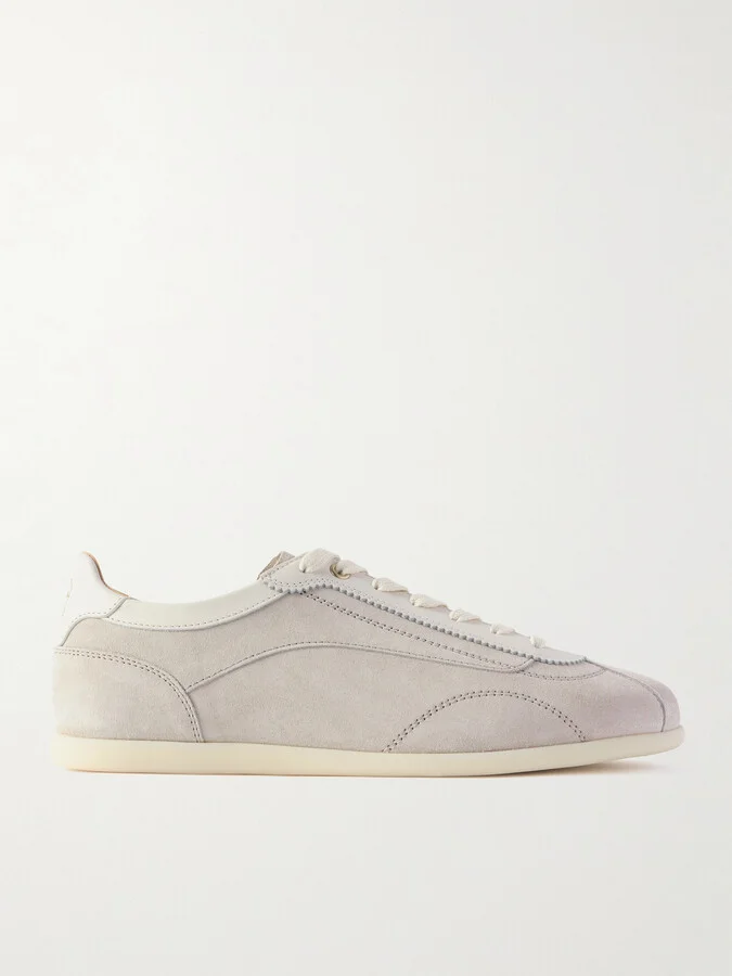 Leather-Trimmed Suede Sneakers