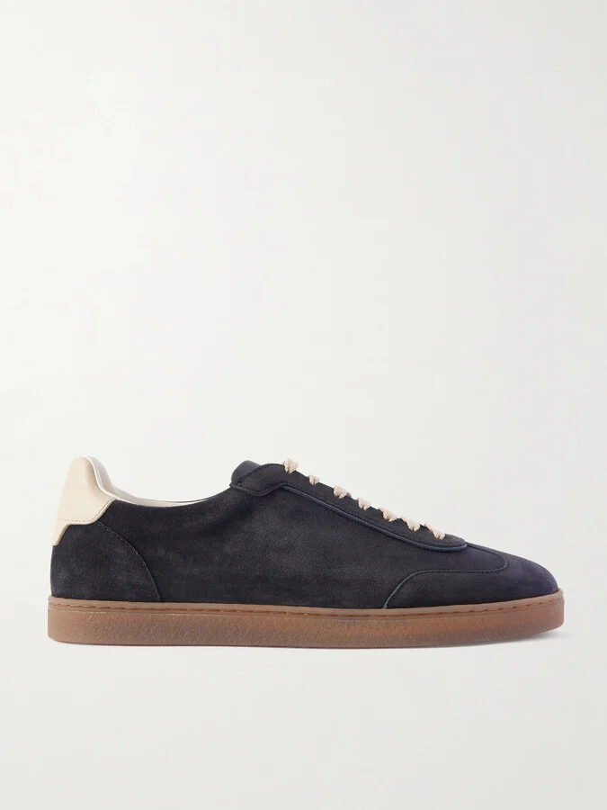 Leather-Trimmed Suede Sneakers