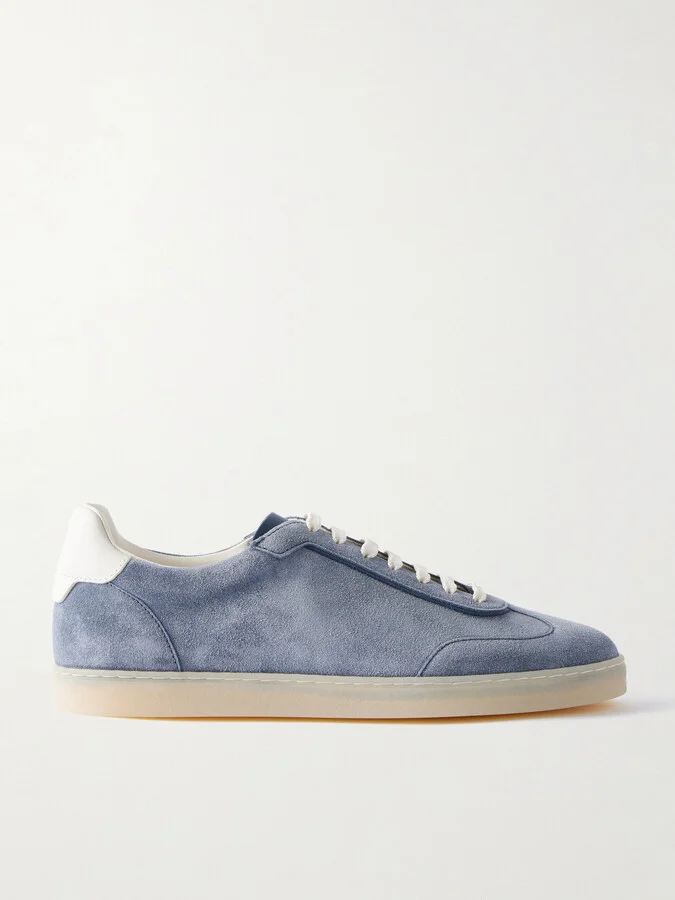 Leather-Trimmed Suede Sneakers